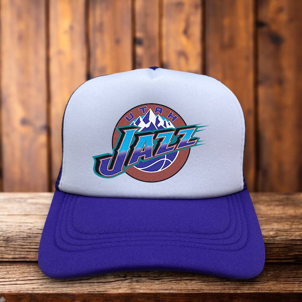 Utah Jazz Mens Trucker Hat Purple Snapback Salt Lake City Basketball Retro Cap